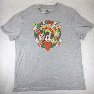 Disney Christmas MICKEY DONALD DUCK GOOFY PLUTO T-Shirt 2XL Christmas Wreath